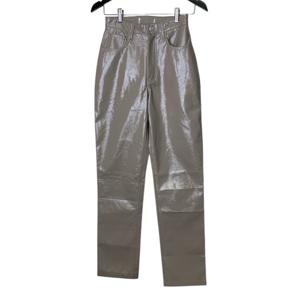 Abercrombie & Fitch Faux Leather Taupe High Rise Pants Size 24 - Picture 1 of 9